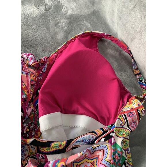 Bleu Rod Beattie Swimsuit V Neck One Piece Size 16W Colorful Key hole/Cut Outs - Picture 13 of 16